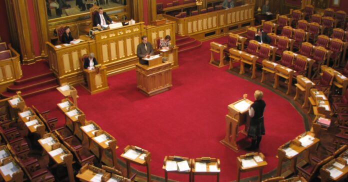 Fotografía de archivo del Storting o Parlamento de Noruega (