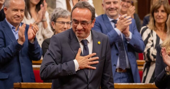 Josep Rull en el momento de ser nombrado presidente del Parlament (Junts)