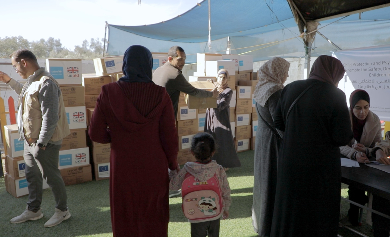 La ayuda humanitaria de organizaciones como Unicef ha sido fundamental para los palestinos en Gaza. (UNICEF/UNI708225/Nateel)